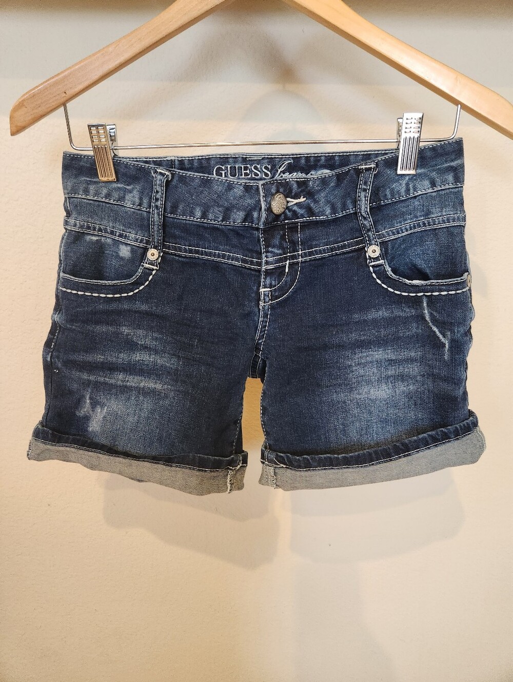 GUESS Indigo Rolled-Hem Denim Shorts
